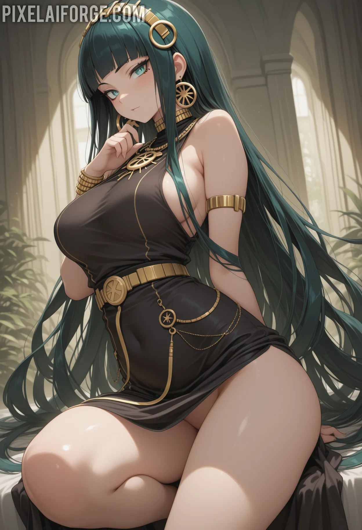 Rubia-con-tetitas-desnudas-y-vestido-corto-azul_7