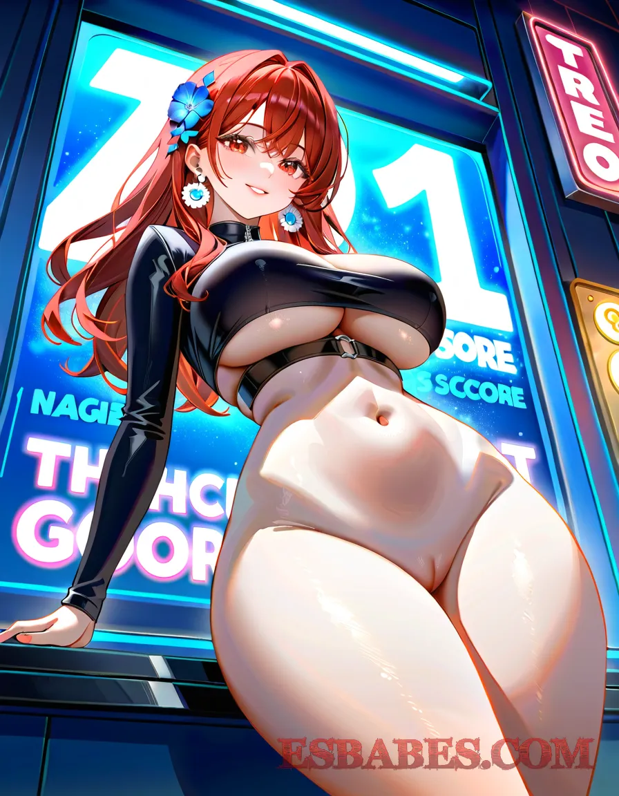 Hermosa Chica Anime Pelirroja Cyberpunk Tetona Futurista y Sensual