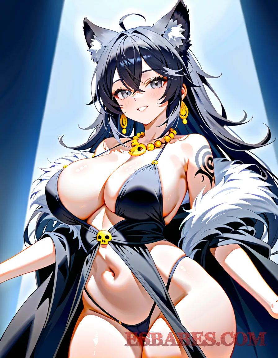 Imagen de Hermosa Chica Anime Gata Negra Tetona