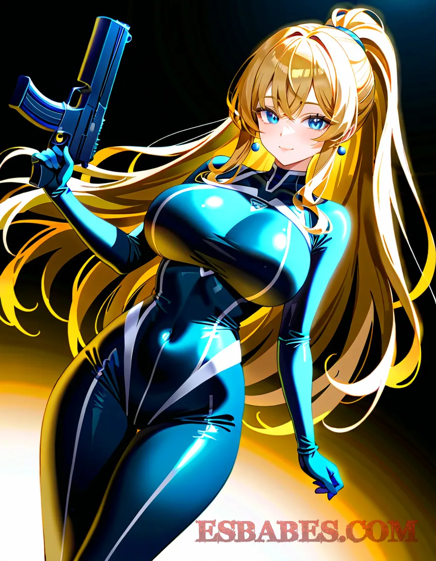 Imagen de Hermosa Chica Rubia en Látex Azul