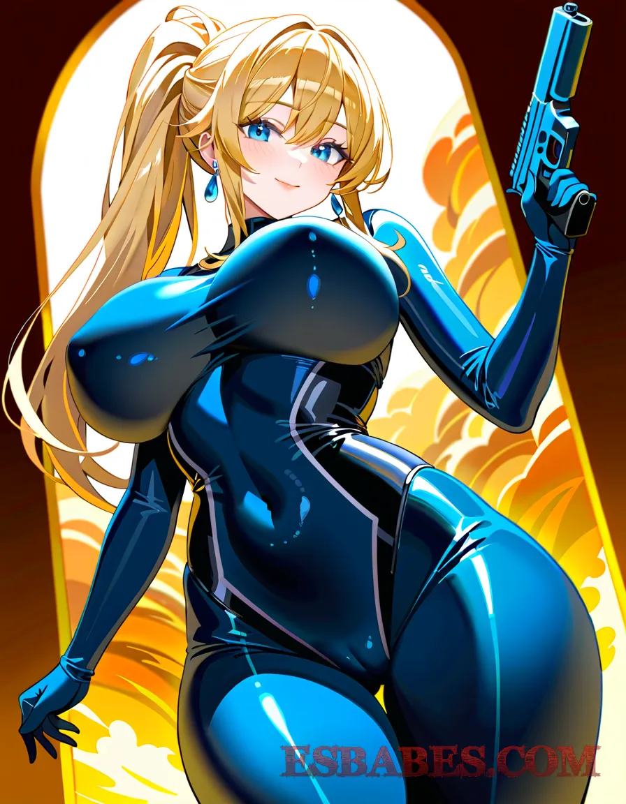 Imagen de Hermosa Chica Rubia en Látex Azul