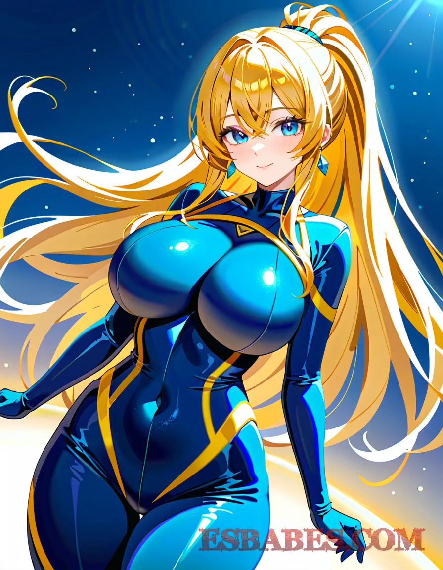 Imagen de Hermosa Chica Rubia en Látex Azul