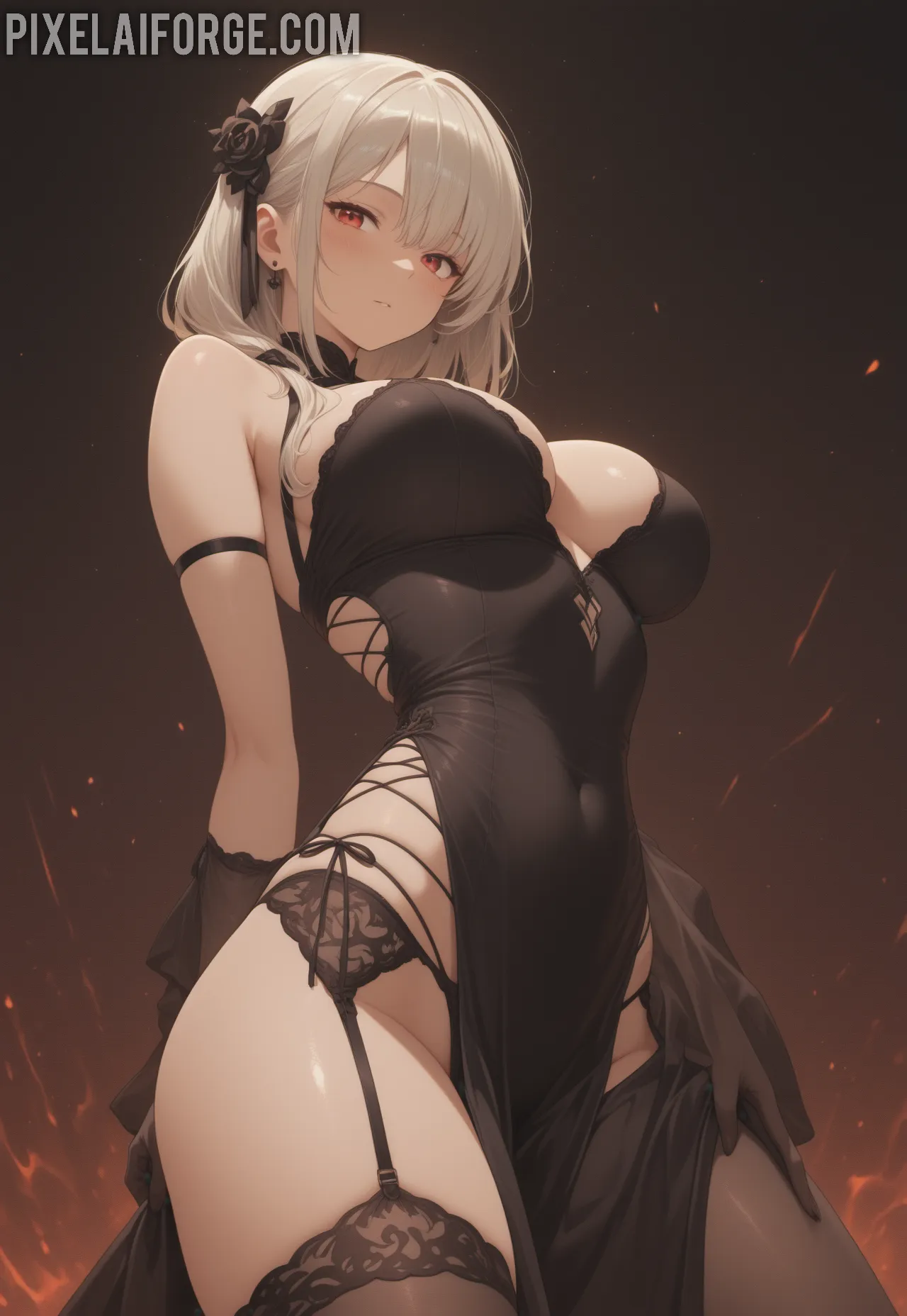 Arte ilustración increíble de Anime Expo Kemonomimi Tsundere Ero Maid generado por IA