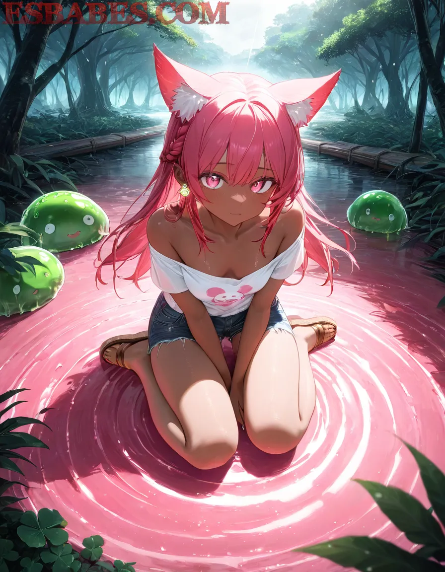 Arte ilustración increíble de Anime Expo Isekai Goku Catgirl Tsundere generado por IA