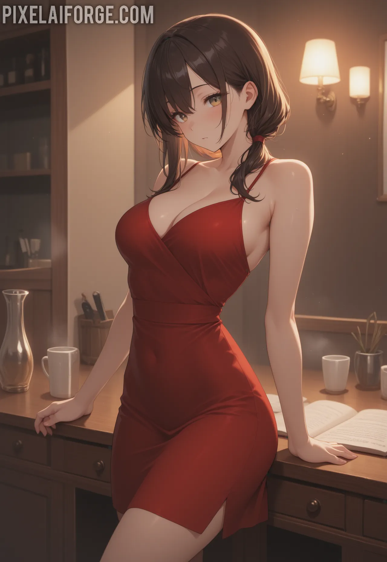 Arte ilustración increíble de Anime Netflix Anime Kawaii Maid Senpai generado por IA