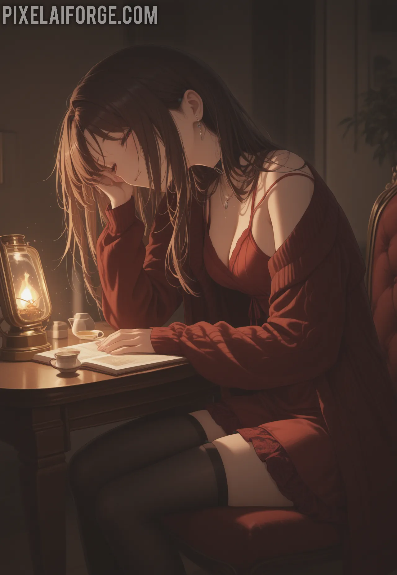 Arte ilustración increíble de Anime Online Anime Opening Chainsaw Man Steins Gate Fan Service generado por IA