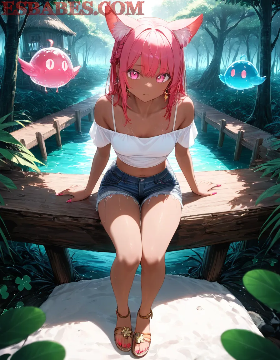 Arte ilustración increíble de Bryci Red Lingerie generado por IA