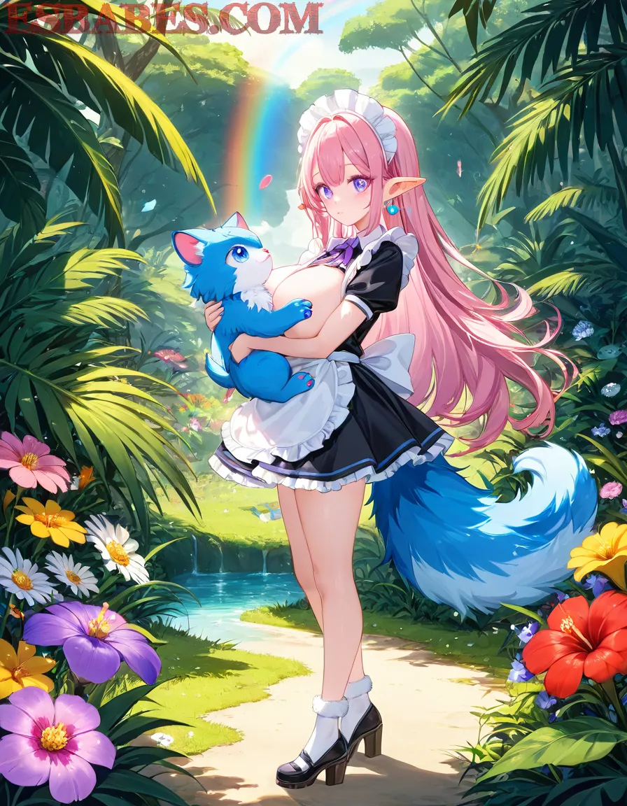 Arte ilustración increíble de Free Anime Blue Box Seinen Funimation Catgirl generado por IA