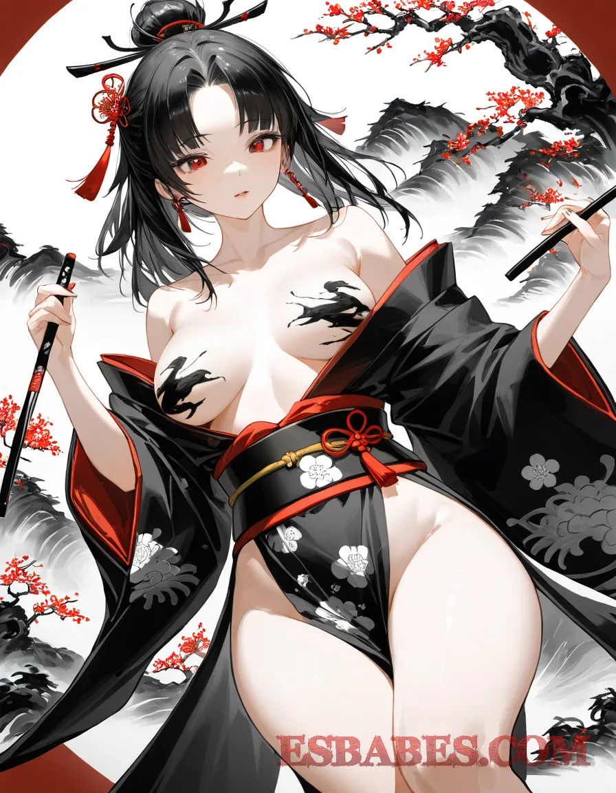 Arte ilustración increíble de Jovencita Mulata Muestra Su Cono Rosa generado por IA