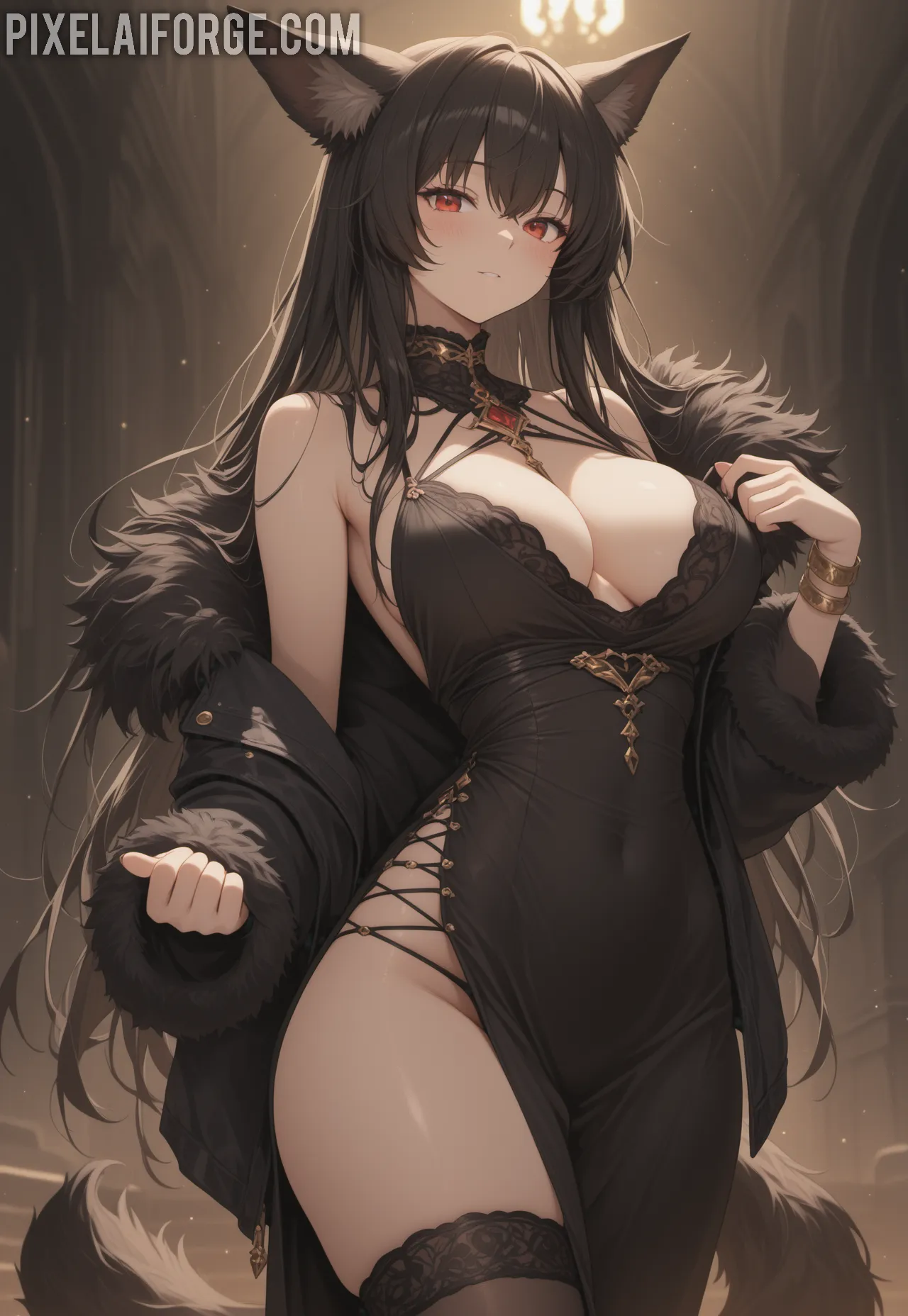 Arte ilustración increíble de Naruto Anime Games Isekai Catgirl Senpai generado por IA