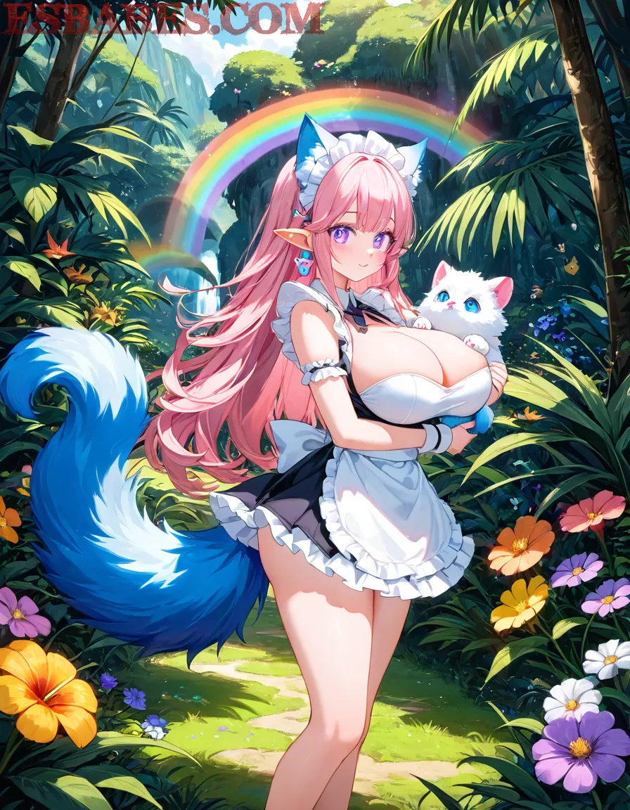 Arte ilustración increíble de Solo Leveling Demon Slayer Anime Season Kemonomimi Moe generado por IA