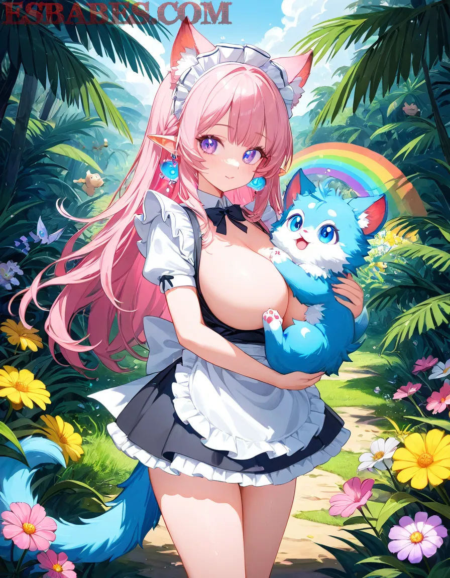 Arte ilustración increíble de Witch Hat Atelier Mashle Yoasobi Gojo Satoru Maid generado por IA