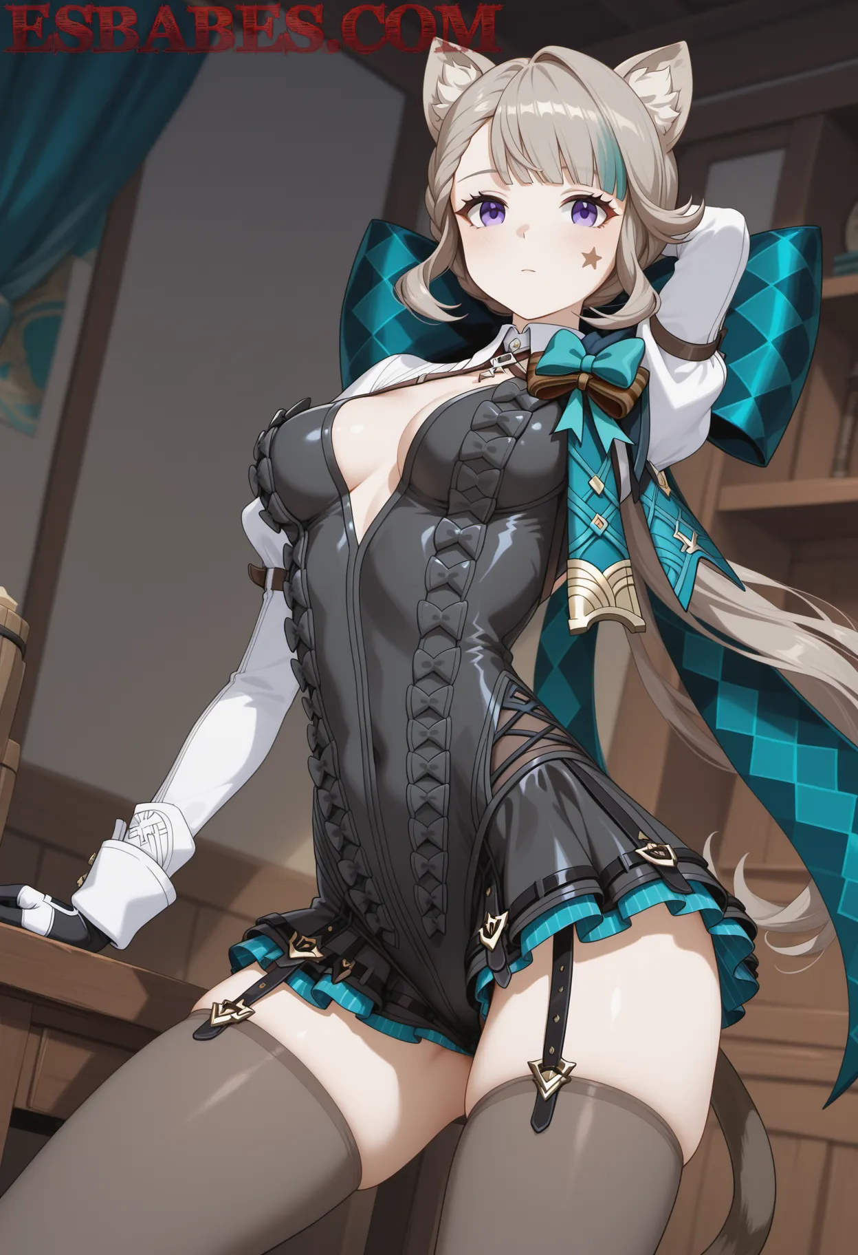 Arte ilustración increíble de Mashle Gojo Satoru Chainsaw Man Fan Service Maid generado por IA