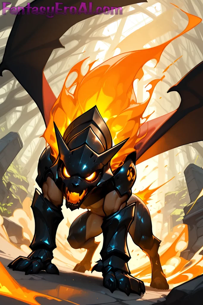 Guerrera Dragón en Montaña de Fuego Místico