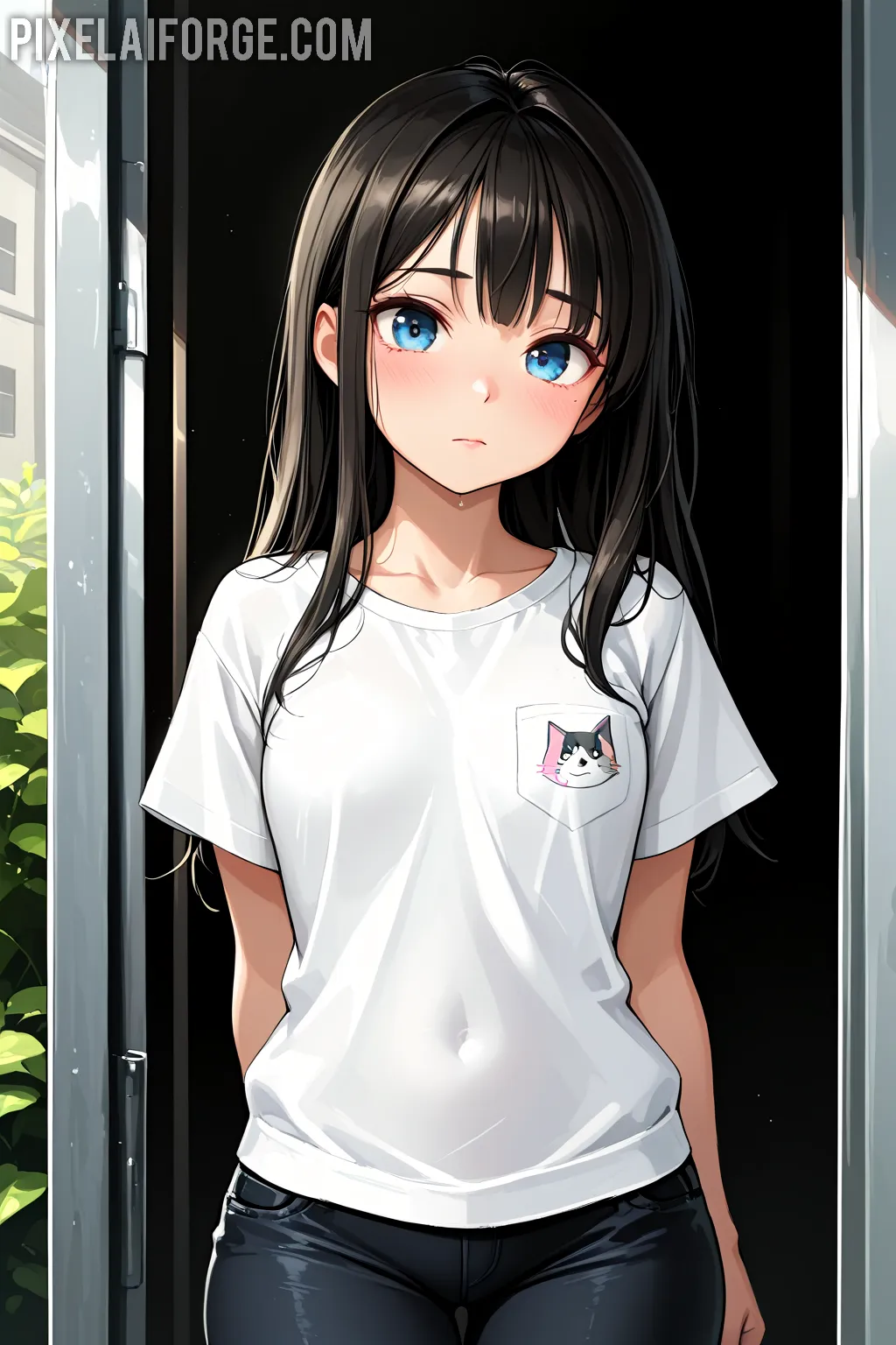 Arte hentai ilustración increíble de Chica Con Aire De Taylor Lautner Creada Con Flux 1 Dev generado por IA