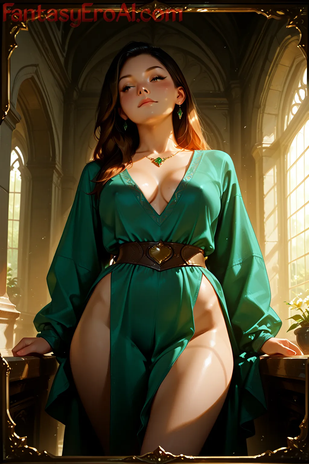 Arte hentai ilustración increíble de Elfa Voluptuosa En Prado De Luces Susurrantes generado por IA