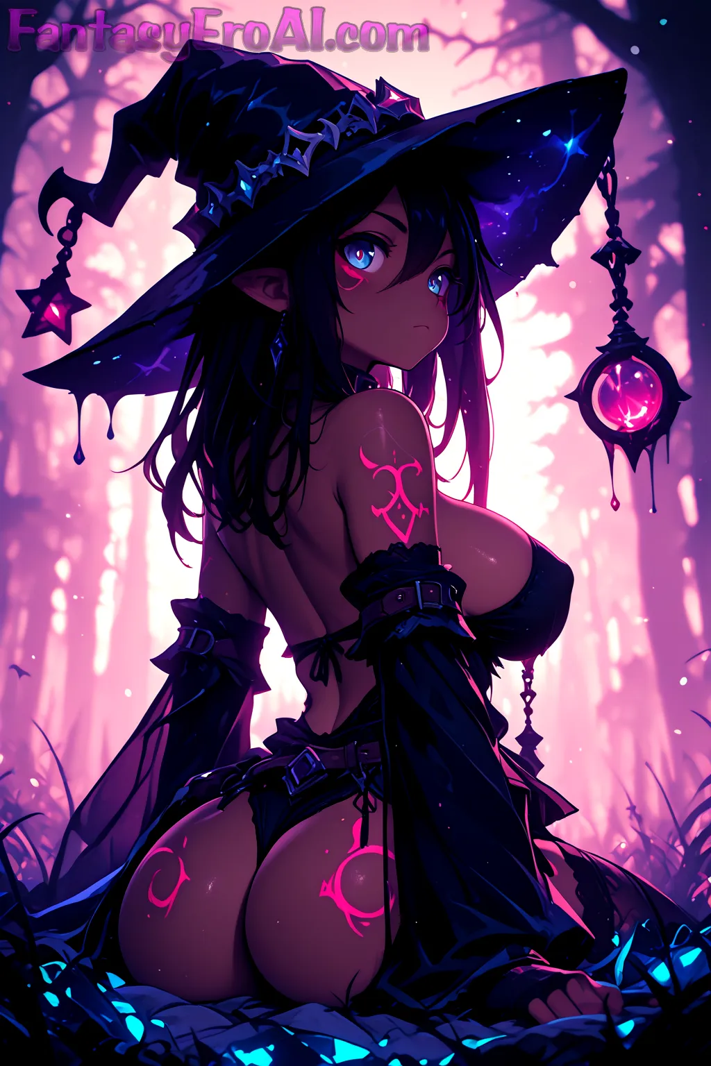 Arte hentai ilustración increíble de Encantadora Brujilla generado por IA